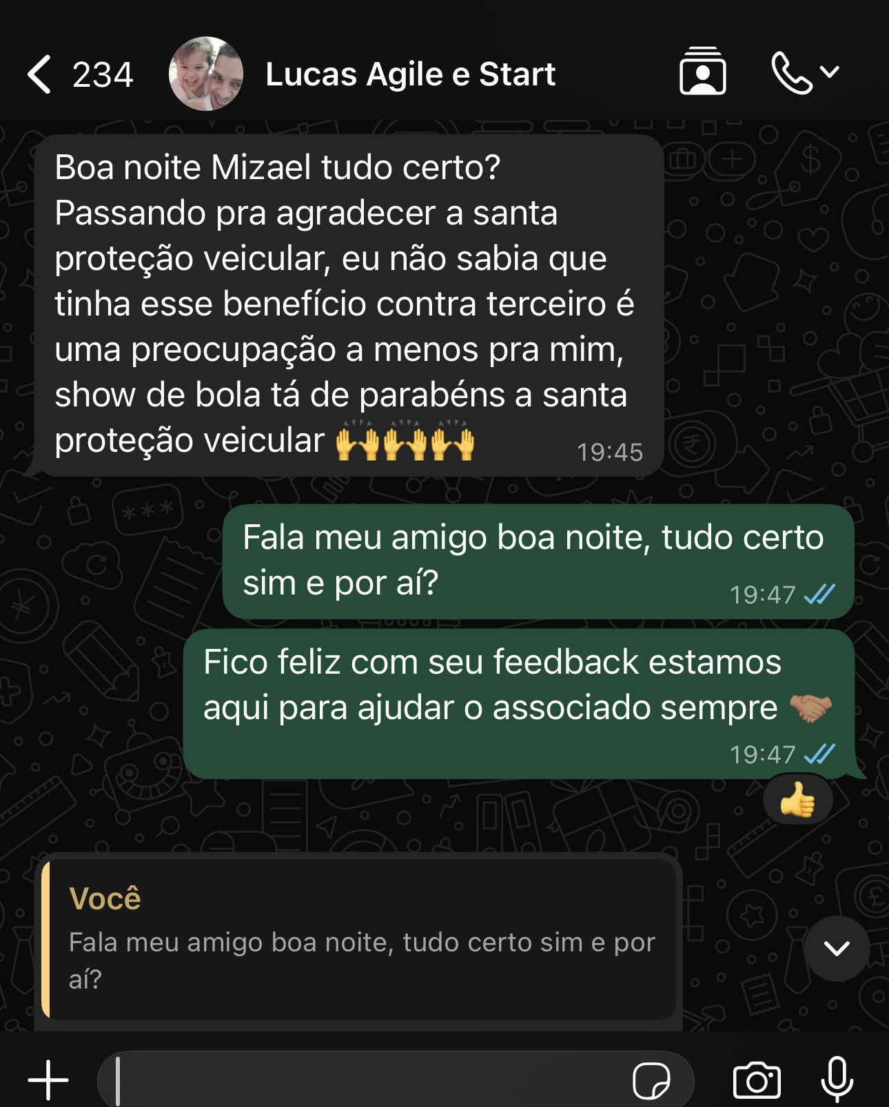 Feedback Real de Associado - Santa Proteção